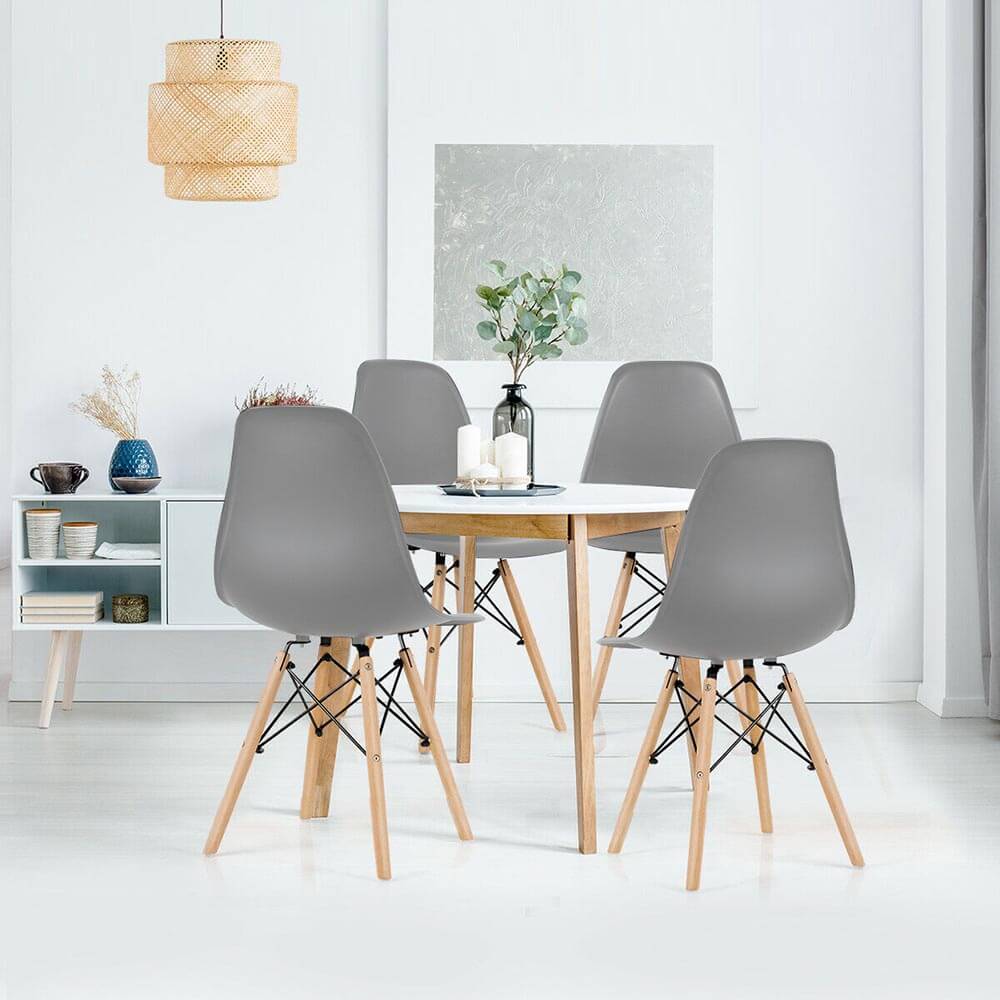 4 kusová sada moderních jídelních židlí ve 4 barvách - šedá-3